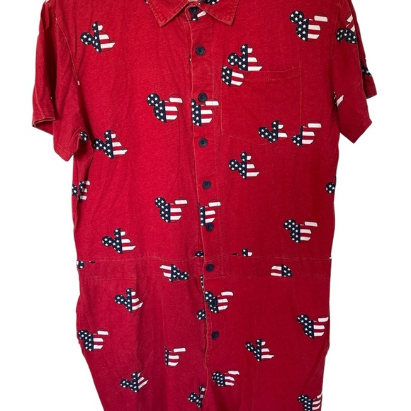 Disney Mickey Mouse Jumpsuit Romper Americana Flag Red - Picture 1 of 4